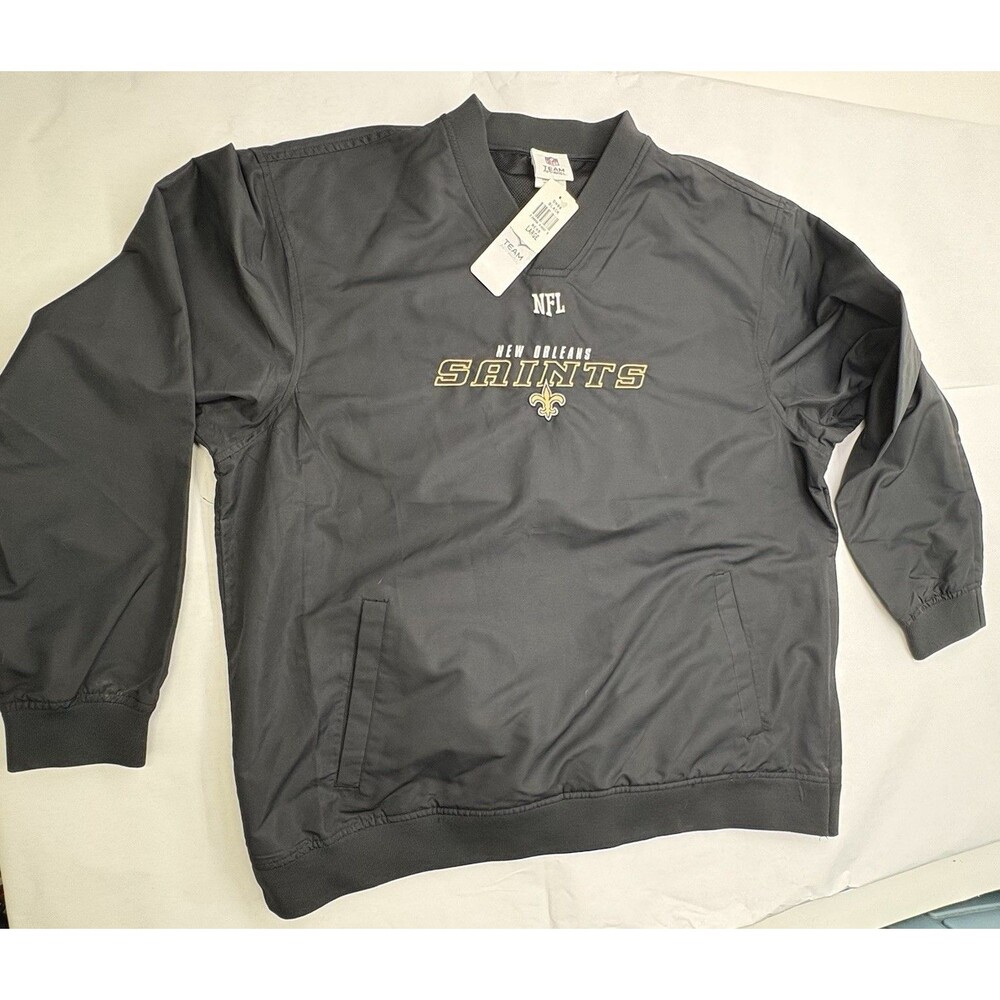 New Orleans Saints NFL Team Apparel Pullover Windbreaker Mens L Black